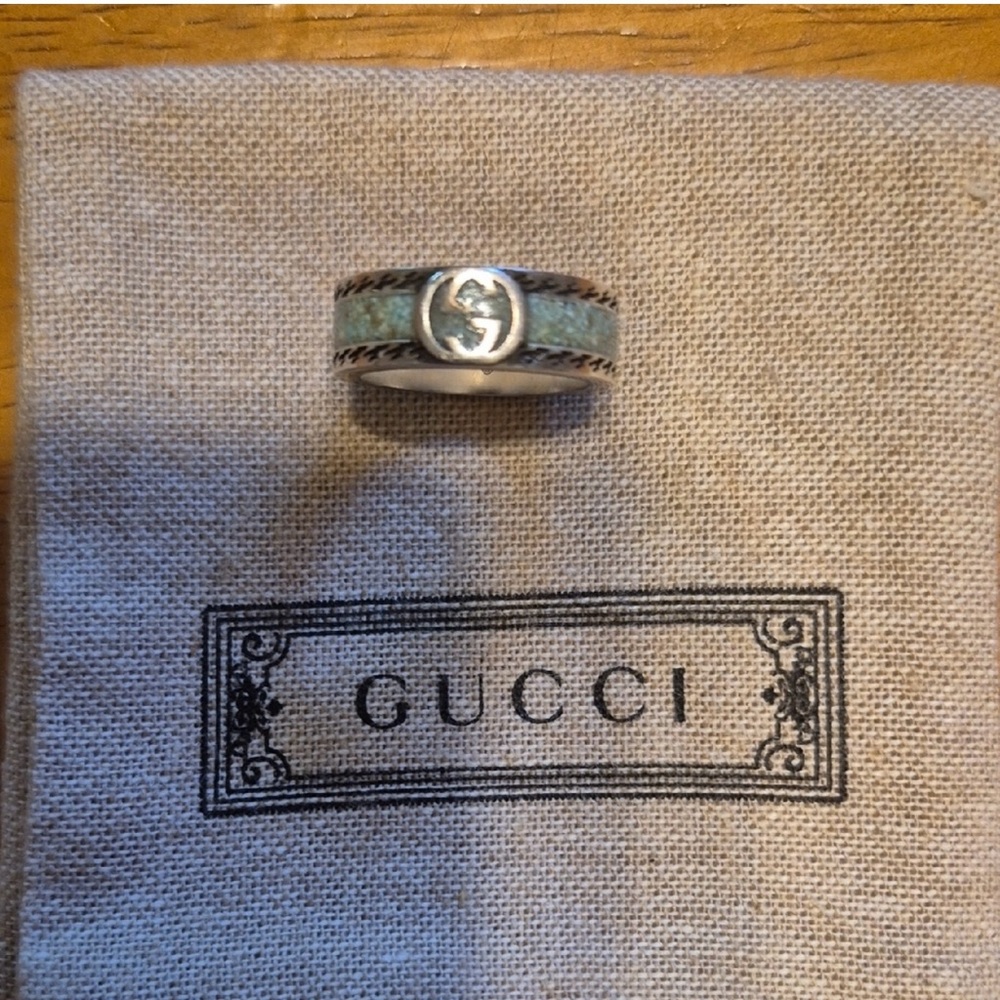 Gucci Interlocking G Turquoise Enamel Ring